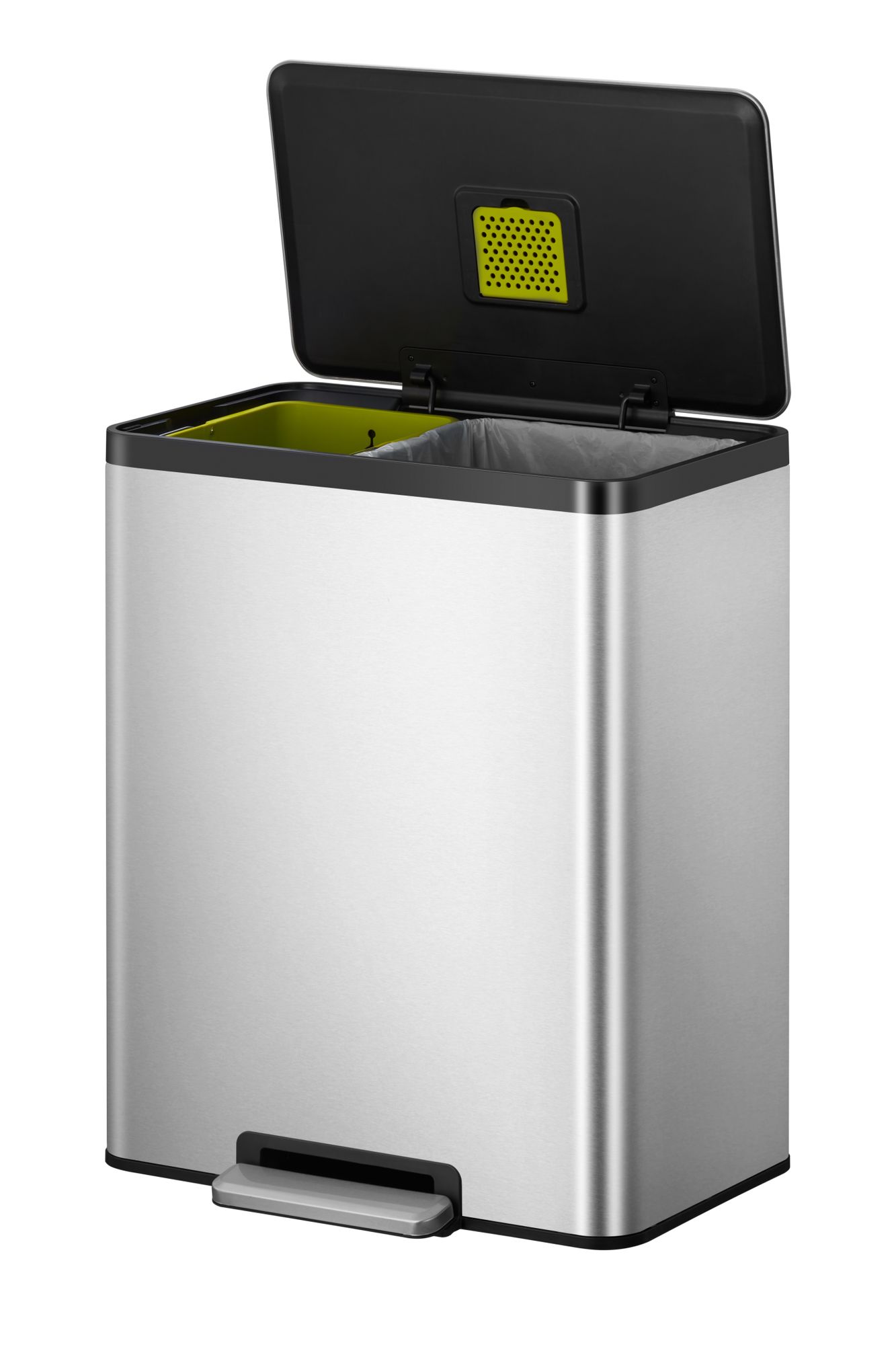 EKO - Ecocasa 2 Recycling Treteimer 36+24 Liter - Stainless steel Polypropylene - Matt Edelstahl