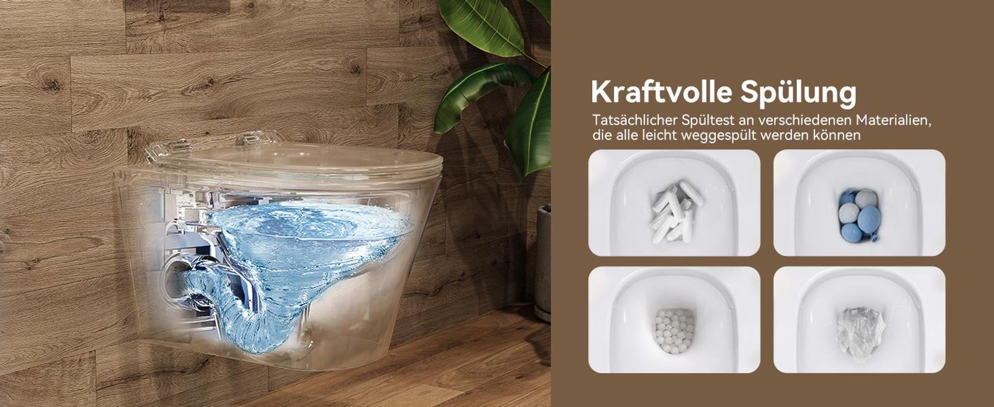 HOROW Hänge WC Spülrandlos Toilette - Starker Spülung, Kloschüssel inklusive WC-Sitz Absenkautomatik, Kompakt Design Toilette 48,5 cm lang, Hygienisch
