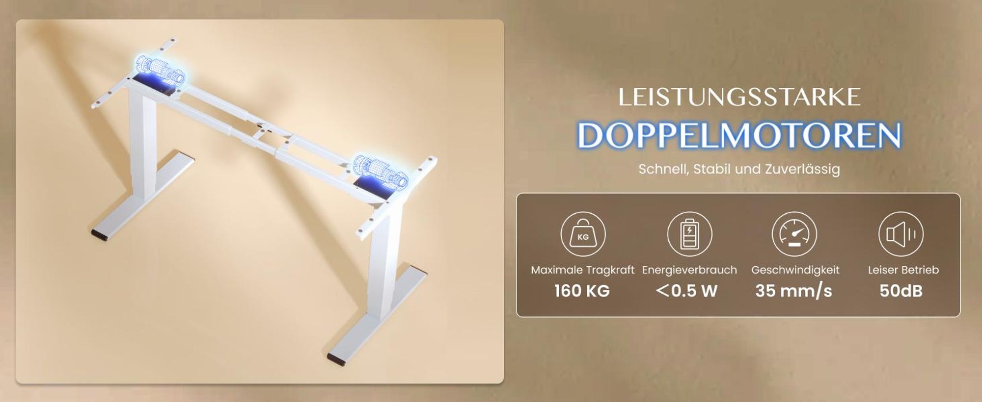 FLEXISPOT EC5 Pro Höhenverstellbarer Schreibtisch Elektrisch Tischgestell, 160KG Tragkraft, 2 starke Motoren, Piano-Tasten-Design, USB-Anschluss, Weiß