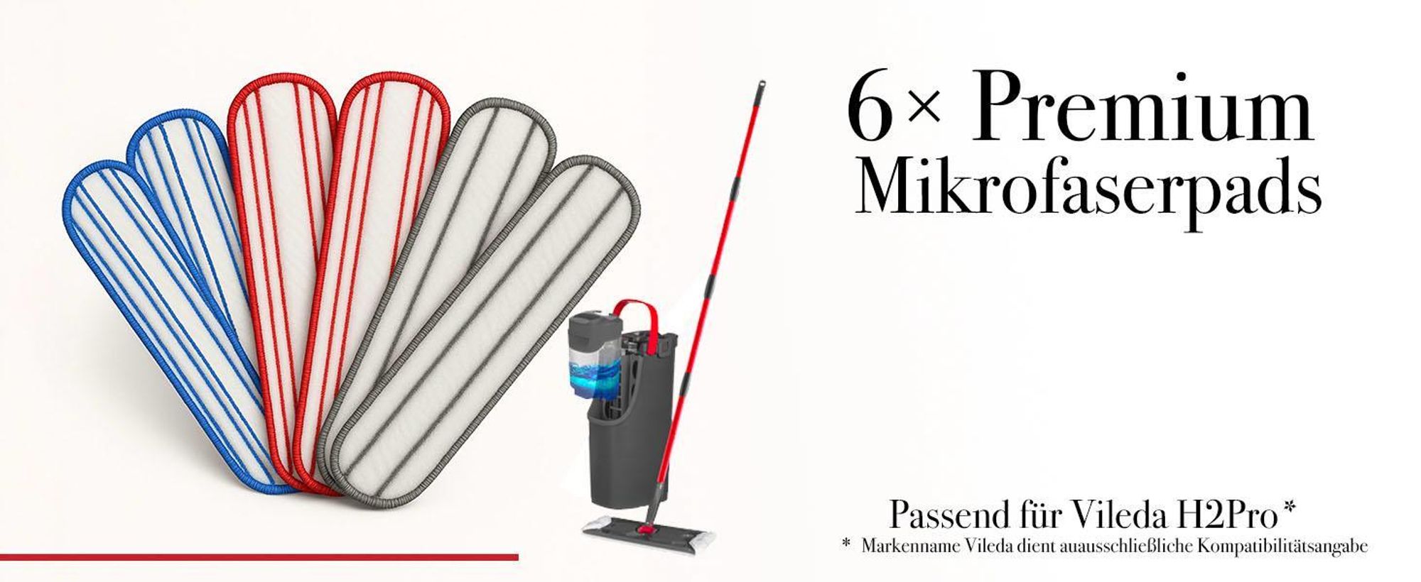 6x Premium Mikrofaser Wischpads Ersatzbezüge für H2Pro Bodenwischer – Extra Hochwertig, Waschbar, Extrem Langlebig, Schonend & Geeignet für alle Böden