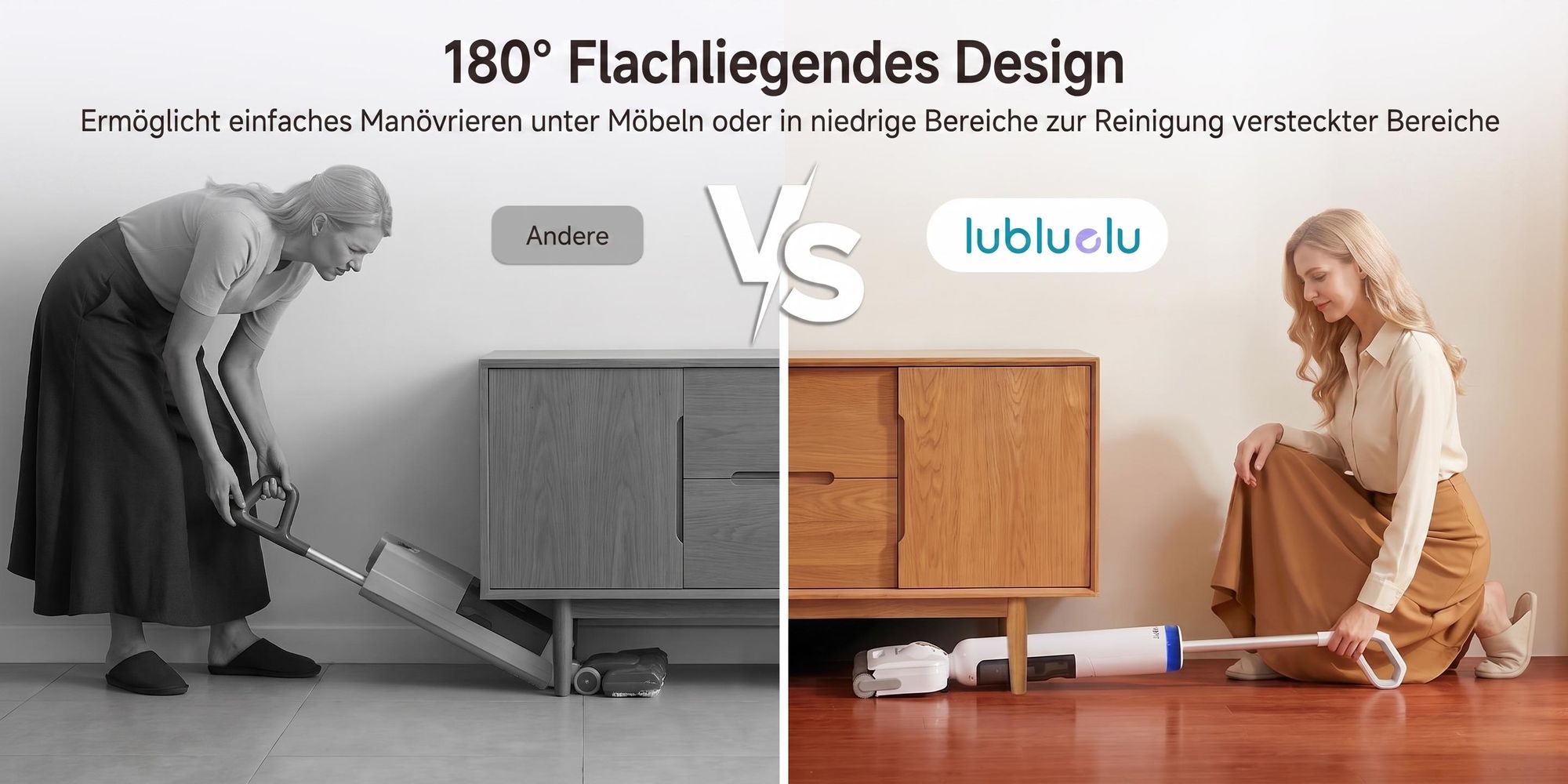 Lubluelu T9 Akku Wischsauger Nass- und Trockensauger mit Wischfunktion, Hartbodenreiniger 21000Pa, 180° flach liegend, 45 Min Laufzeit Selbstreinigung
