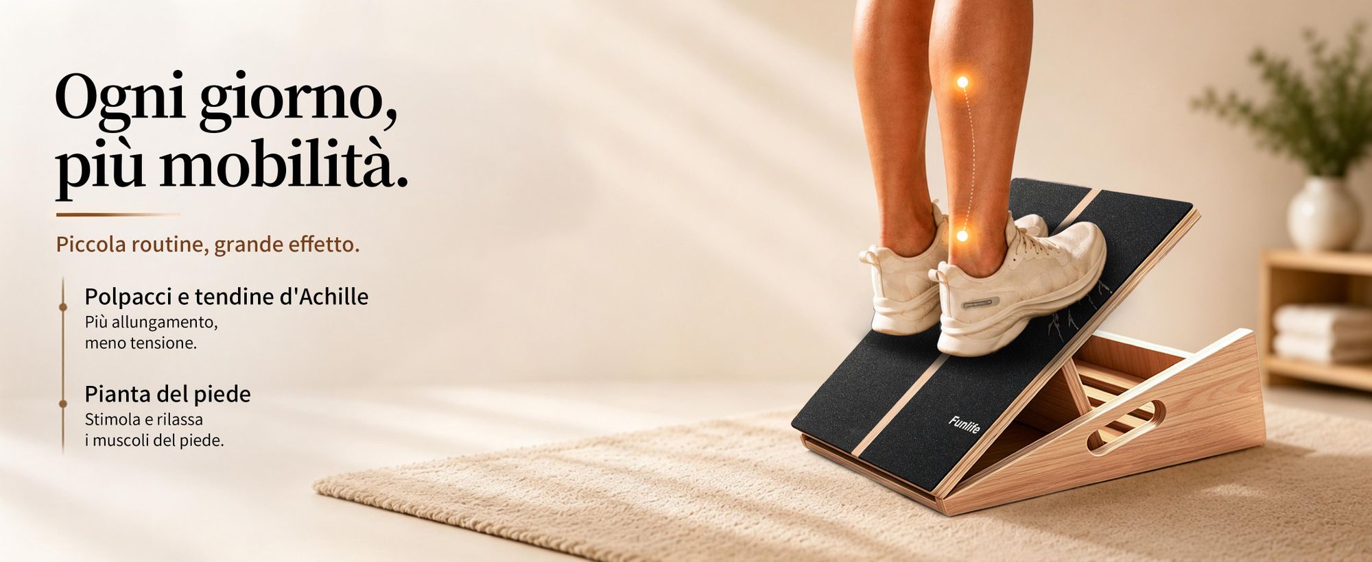 FunLife, tavola inclinata in legno della serie Alpine, con 5 livelli di regolazione (da 15° a 35°), antiscivolo, ideale per esercizi per i polpacci, il tendine d'Achille, lo yoga e il fitness