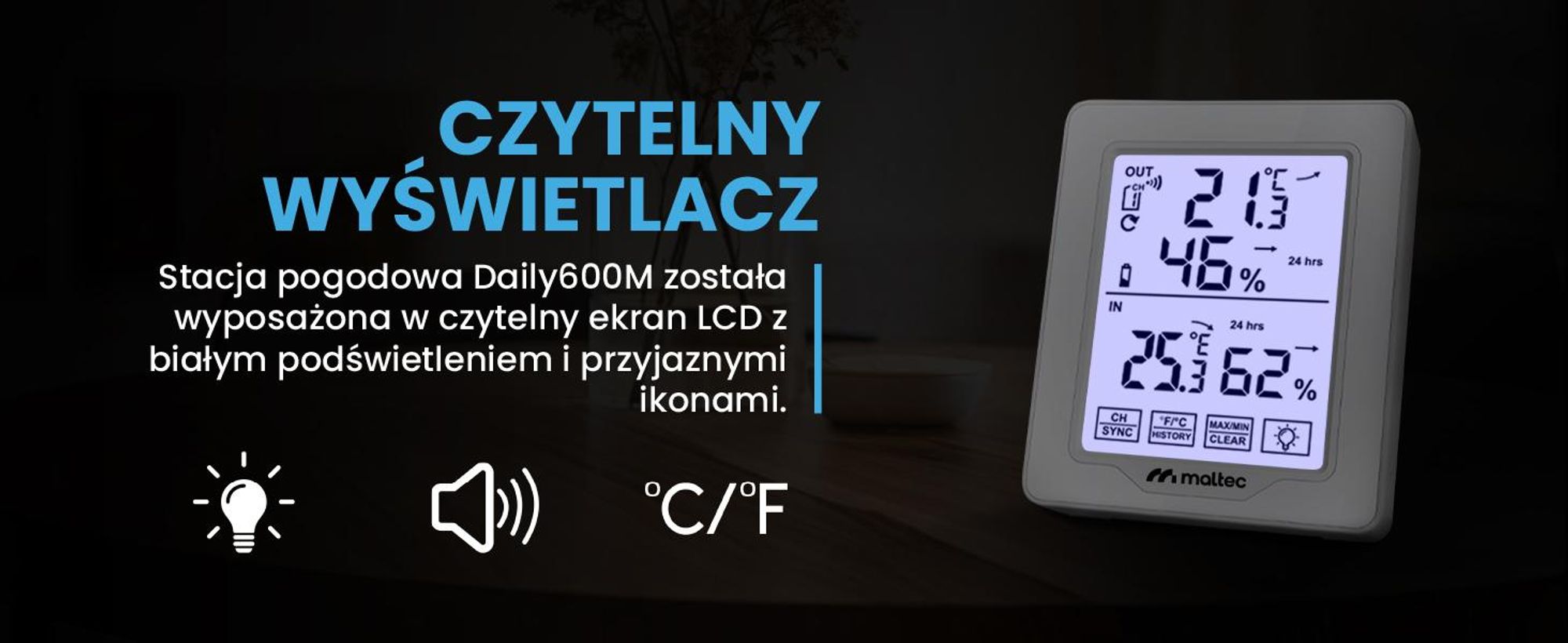 Bezprzewodowa stacja pogodowa z czujnikiem zewnętrznym