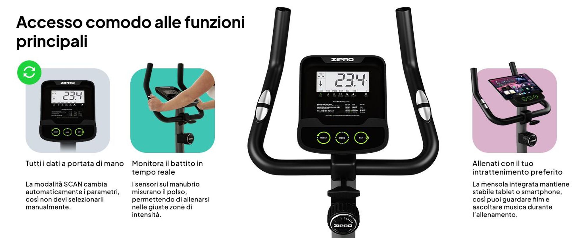 Zipro Nitro Magnetic Exercise Bike | Display LCD | Fitness Bike 8 Livelli di Resistenza | Cyclette, Ergometro, Bicicletta, Pieghevole,
