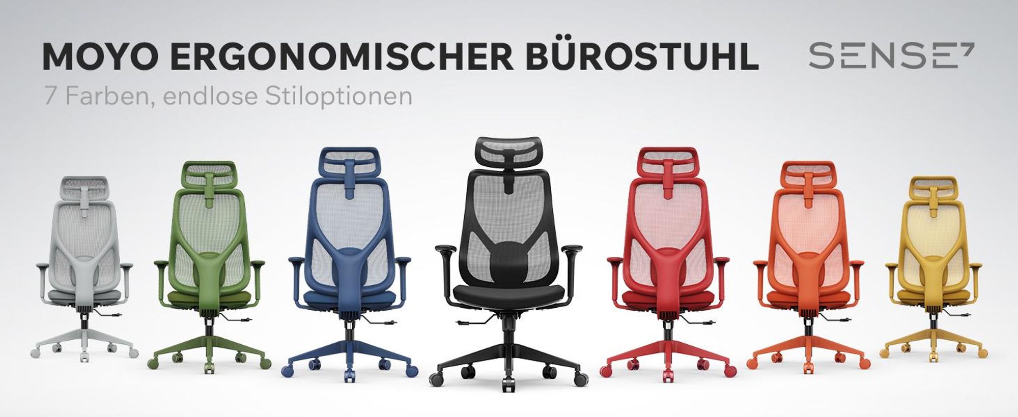SENSE7 Moyo Ergonomischer Bürostuhl Schreibtischstuhl Gelb 3D-Armlehnen Netzrücken Lendenwirbelstütze Chefsessel Homeoffice PC Stuhl 150 kg