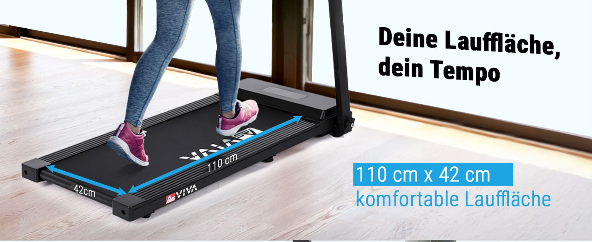 Laufband klappbar AsVIVA T21 Heimtrainer bis 12 km/h 2,5 PS leise kompakt für Zuhause