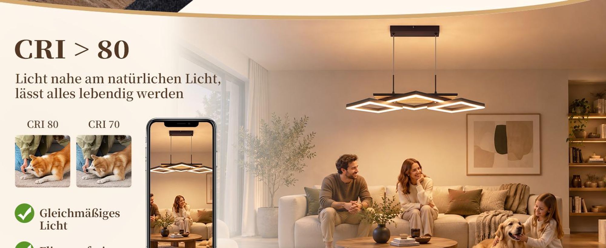 Suspension ZMH pour salle à manger, lampe pendante noire avec LED, 3 abat-jour, design bois, 58 cm, réglable en hauteur. Lampe pour table à manger, idéale pour la cuisine