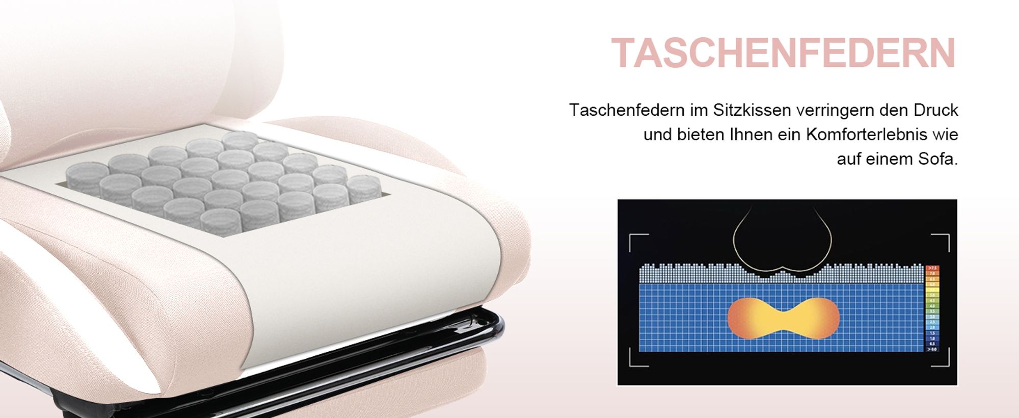 GTPLAYER Gaming Stuhl Ergonomischer Gaming Sessel Schreibtischstuhl mit Stoffoberfläche Atmungsaktiver Bürostuhl Federsitzkissen mit Fußstütze Rosa