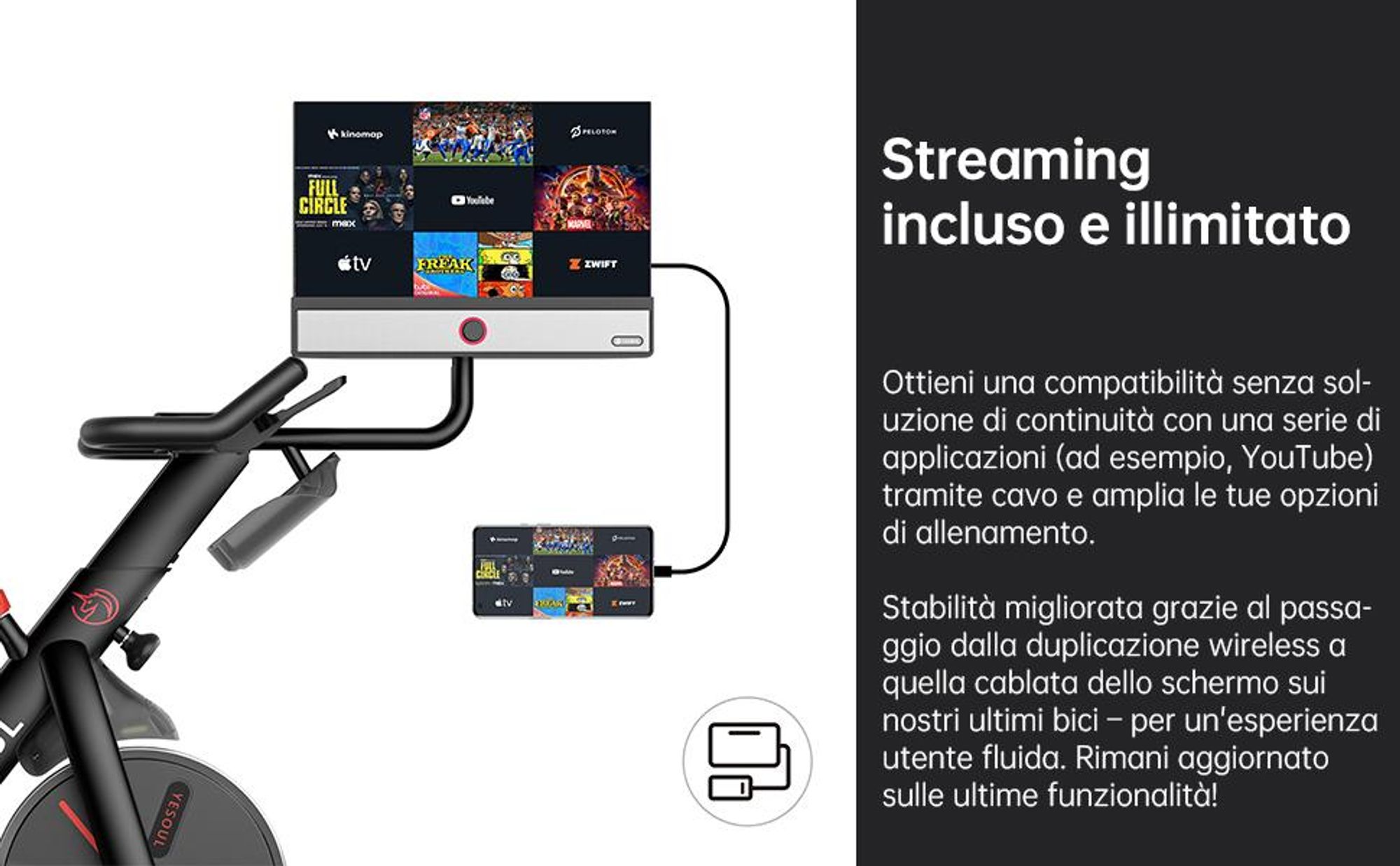 YESOUL G1M Plus – cyclette smart da casa, resistenza magnetica silenziosa, seduta comoda, bici fitness con schermo 21,5" FHD