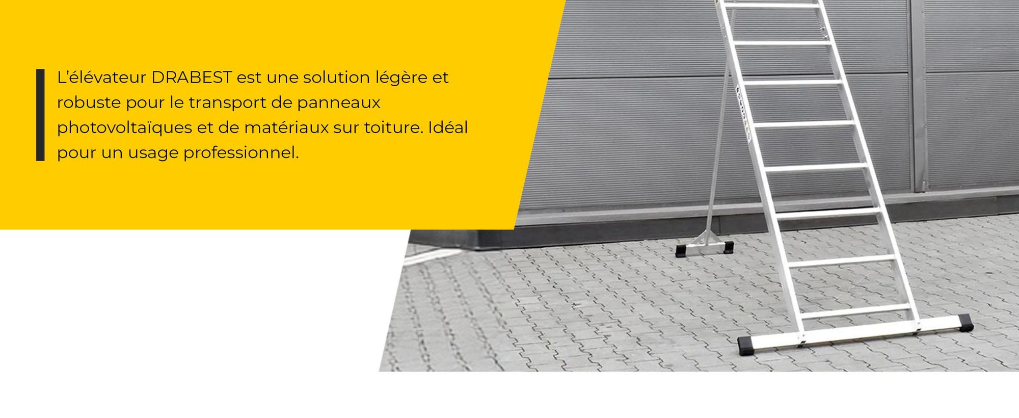 Drabest | Élévateur de toit pour systèmes photovoltaïques, en aluminium, 12,5 m, capacité de levage 125 kg, treuil électrique 230 V 1050 W, câble 12 m