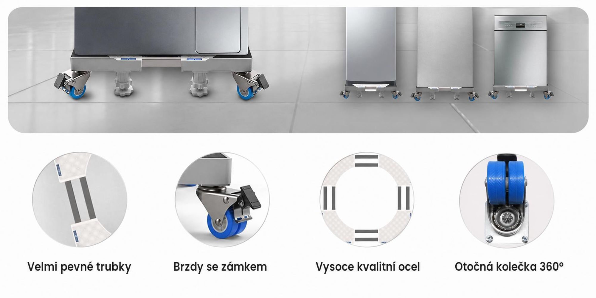 Podstavec pro pračku Olvy s kolečky, podstavec pro pračku, podstavec pro pračku 300kg, sušička na lednici