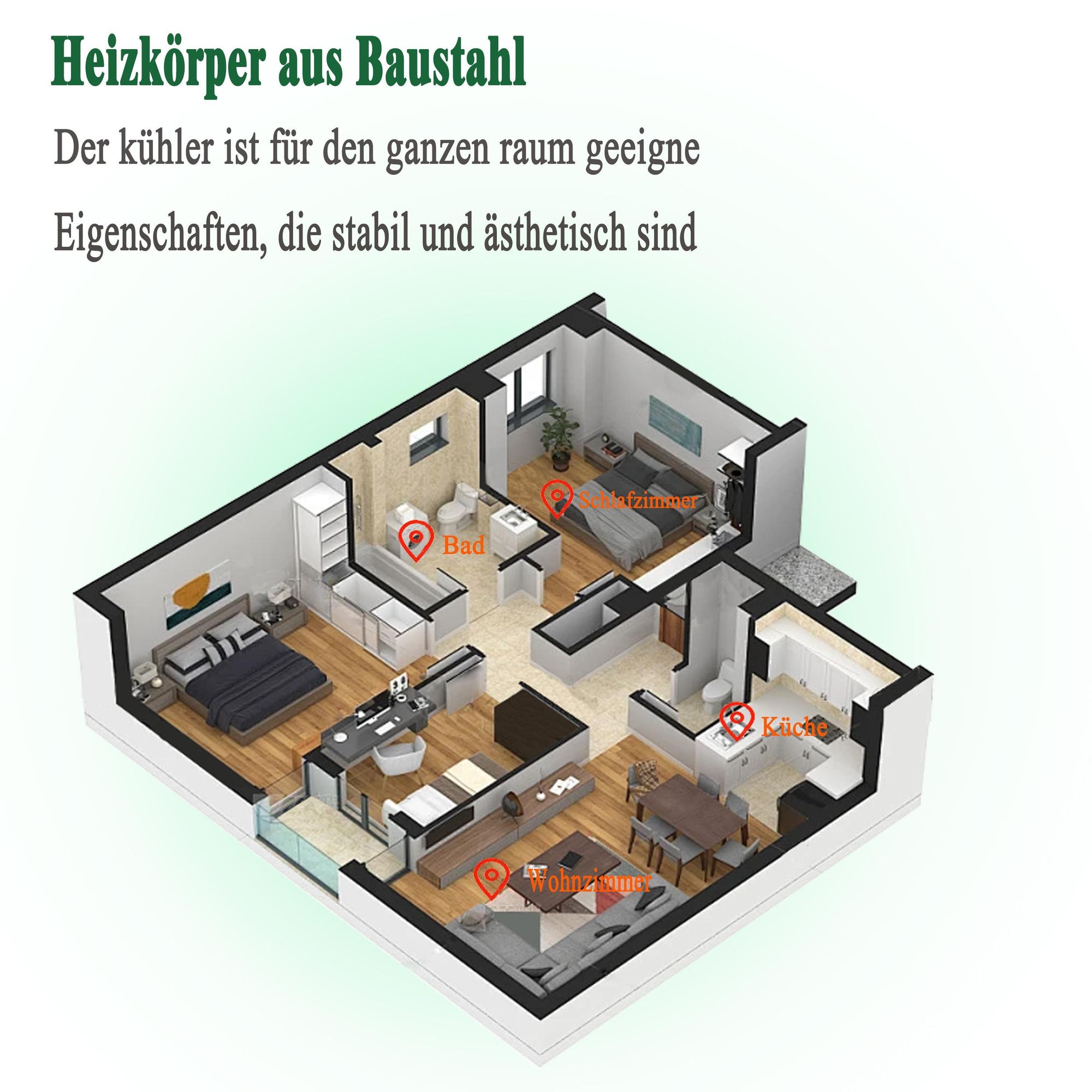 Acezanble Design Heizkörper Flach 1600 x 450 mm Weiß Doppellagig Vertikal Paneelheizkörper Mittelanschluss Radiator Heizung für Wohnzimmer 1593W