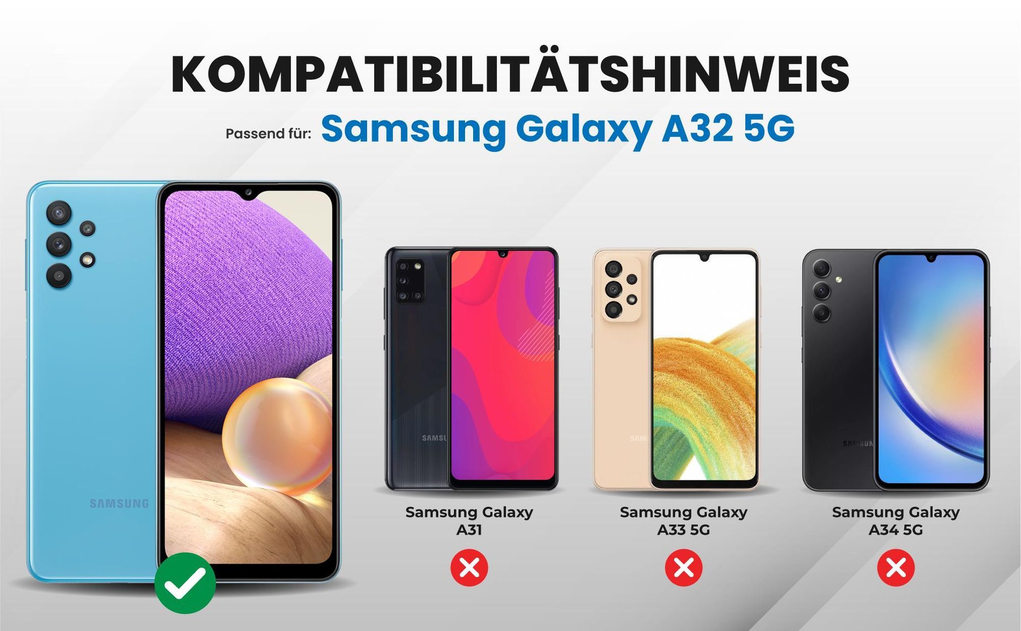 Kompatibilitätshinweise Hülle für Samsung Galaxy A32 5G