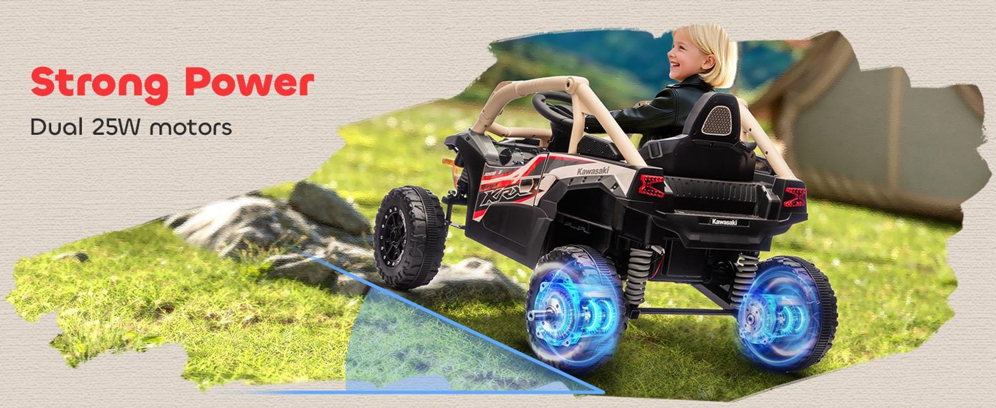 AIYAPLAY – elektryczny samochód dla dzieci 12 V, dziecięcy pojazd UTV z 2 silnikami, pilotem i diodami LED