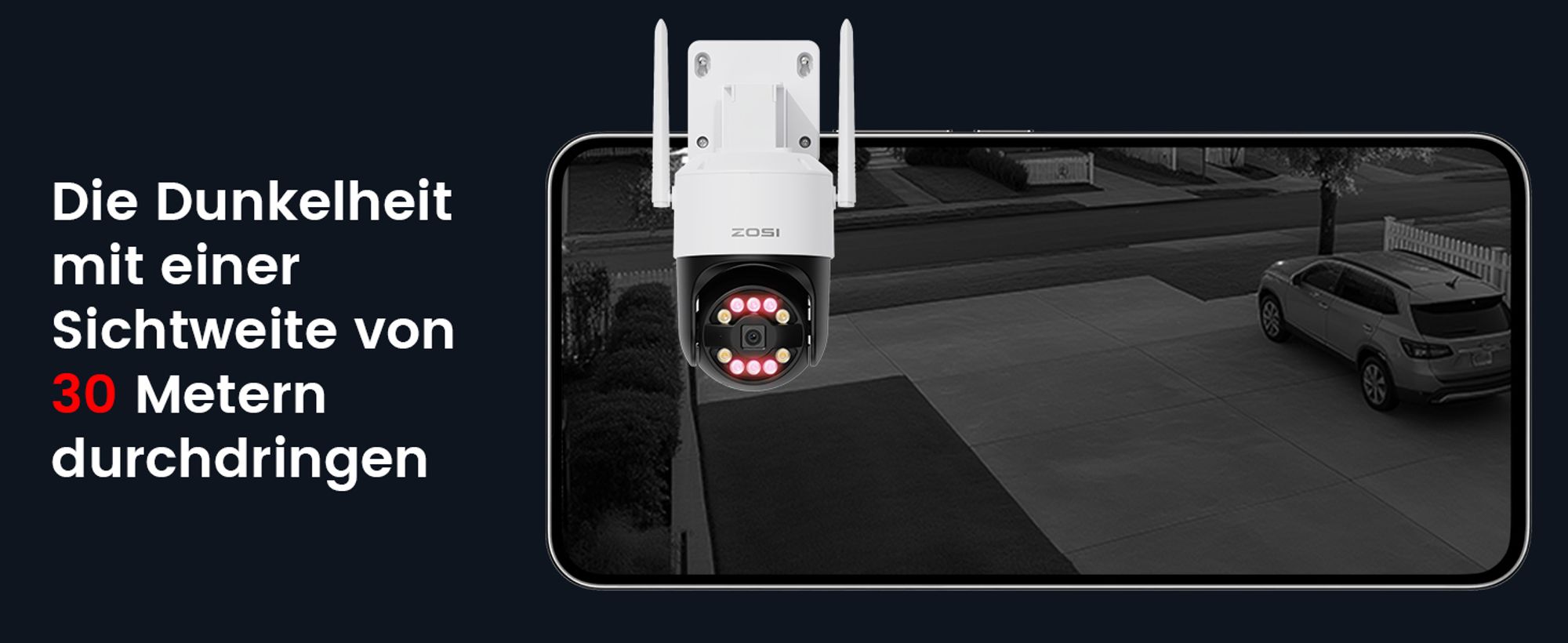 ZOSI 3K Wi-Fi 6 Outdoor Überwachungskamera mit 360° Pan & Neigung, 2,4 GHz WLAN Kamera für Außen mit AI Mensch/Fahrzeug/Tier Erkennung, 2-Wege-Audio