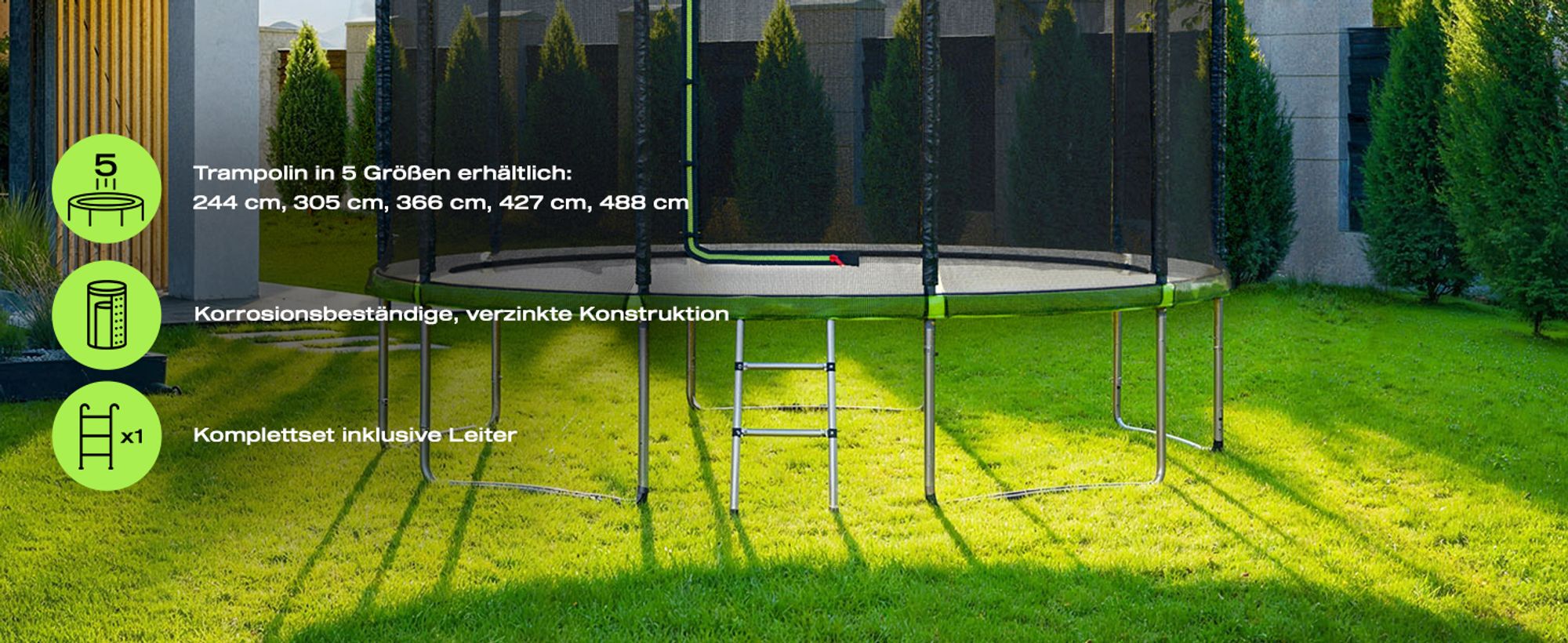 Trampolin Outdoor Gartentrampolin 366cm 12FT Hop-Sport