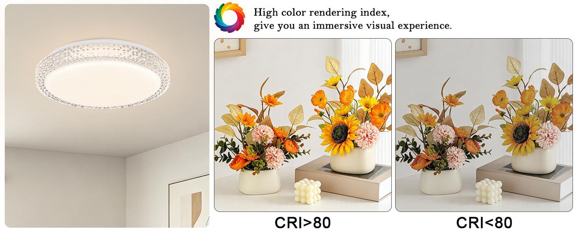 ZMH LED Plafonnier Dimmable CCT Ciel étoilé avec télécommande Plafonnier Rond Cristal 18W 30CM Pour Salon Chambre à coucher