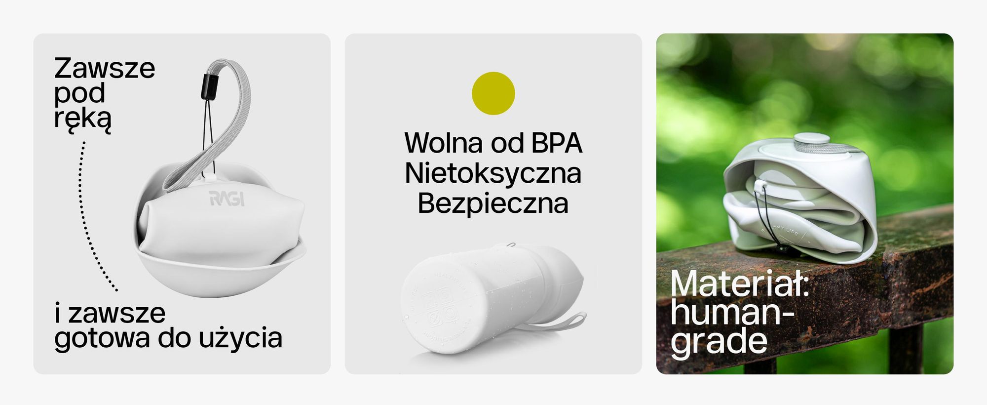 RAGI Butelka na wodę dla psa i kota 550 ml, bidon z miską, poidło silikonowe przenośne, turystyczne, bez BPA, idealna na spacery i podróże