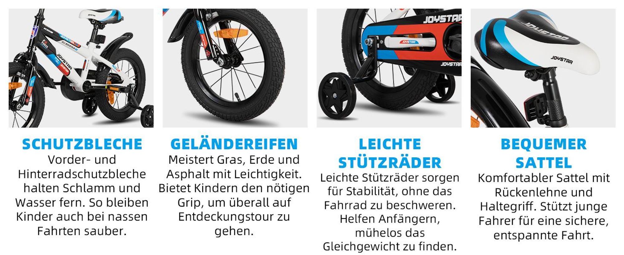 JOYSTAR Berry 16 Zoll Kinderfahrrad für 2-13 jährige Jungen & Mädchen, Jungenfahrrad mit Stabilisatoren
