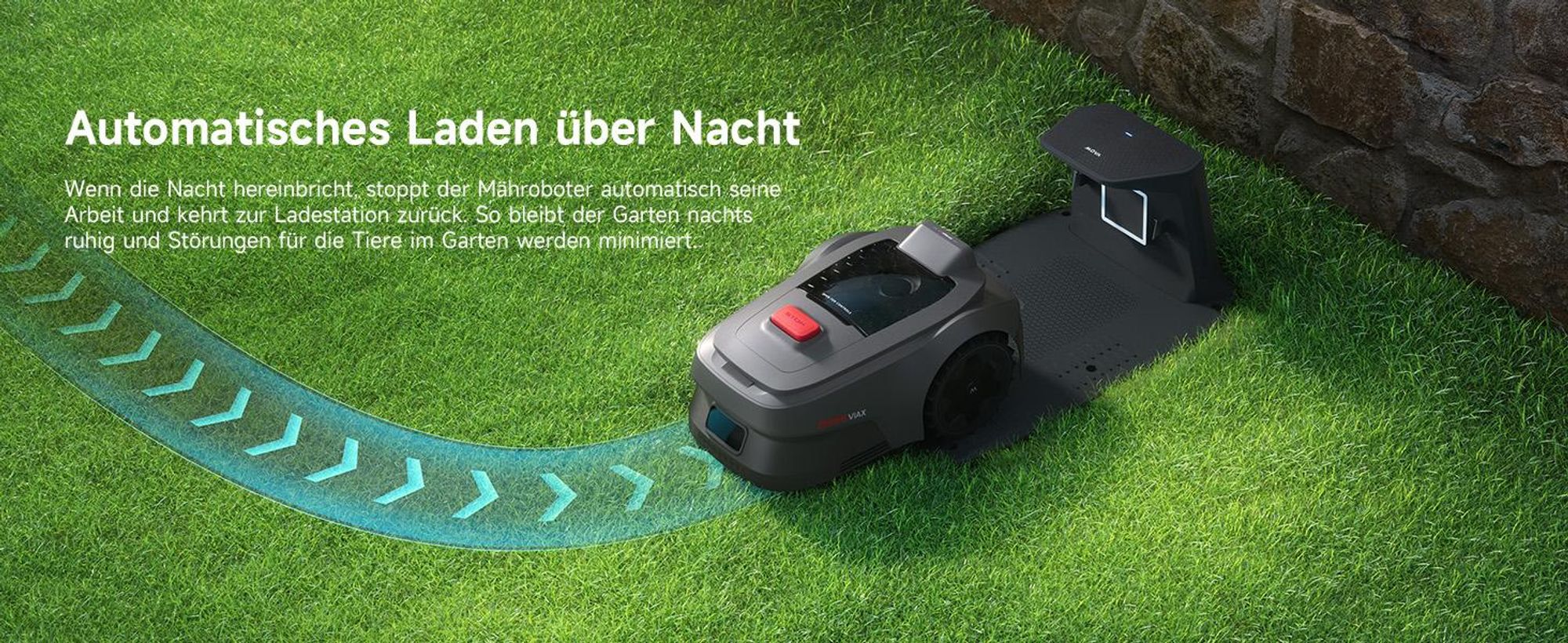 MOVA ViAX 250 Mähroboter – 250 m², UltraEyes™ KI-Dual-Vision, U-Bahnplanung, Dual-Map, Hindernisvermeidung, App-Steuerung, 50min Akkulaufzeit