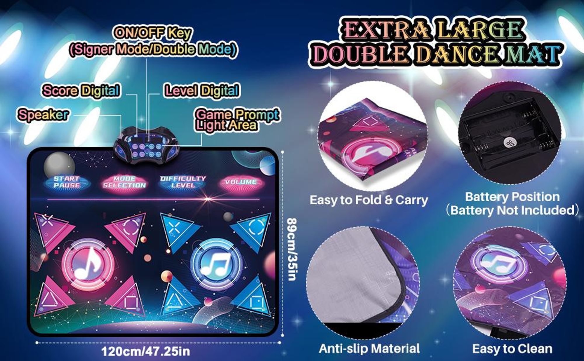 Tanzmatte, Musikmatte, Doppelt Musikalische, 8-Tasten-Rhythmus-Step-Spielmatte, 2 Wettbewerbsfähigen Modi,12 Spielen, elektronisches Tanzpad mit LED