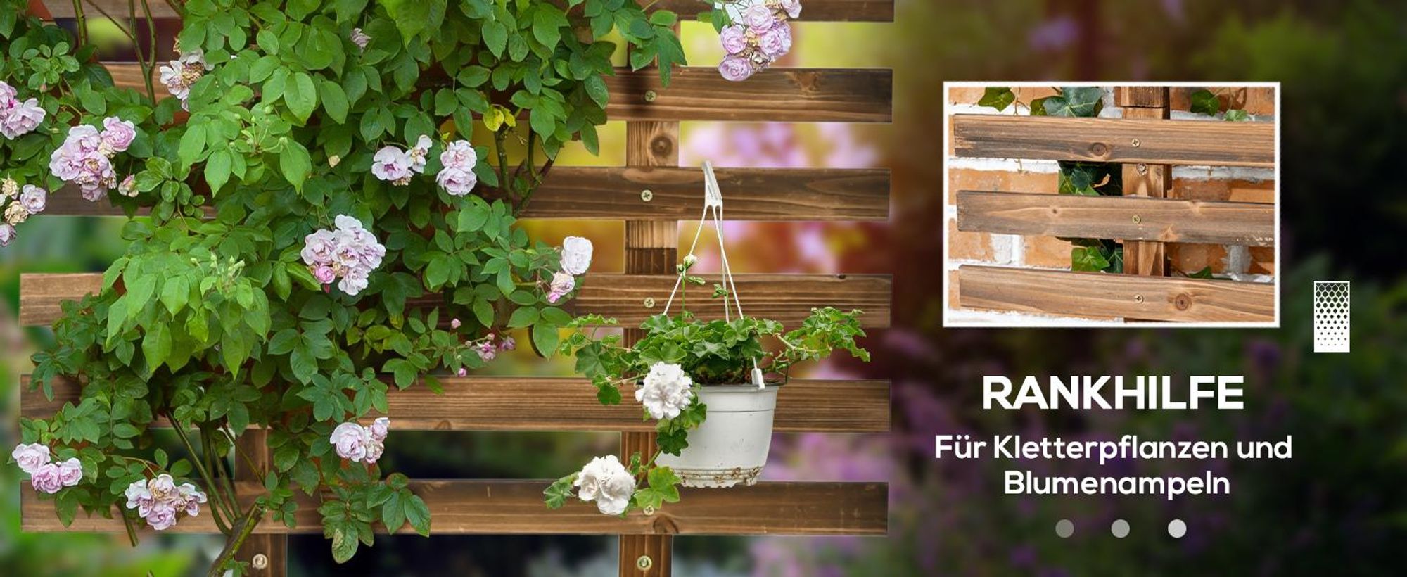Outsunny Blumenkasten mit Rankgitter Pflanzkasten mit Rollen für Garten