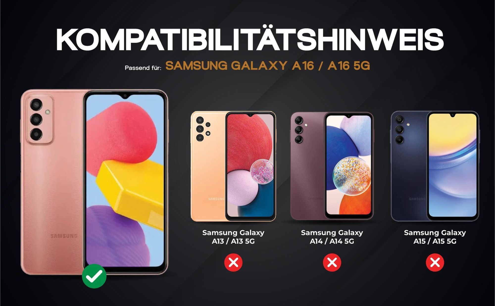 Kompatibilitätshinweise Hülle für Samsung Galaxy A16 / A16 5G