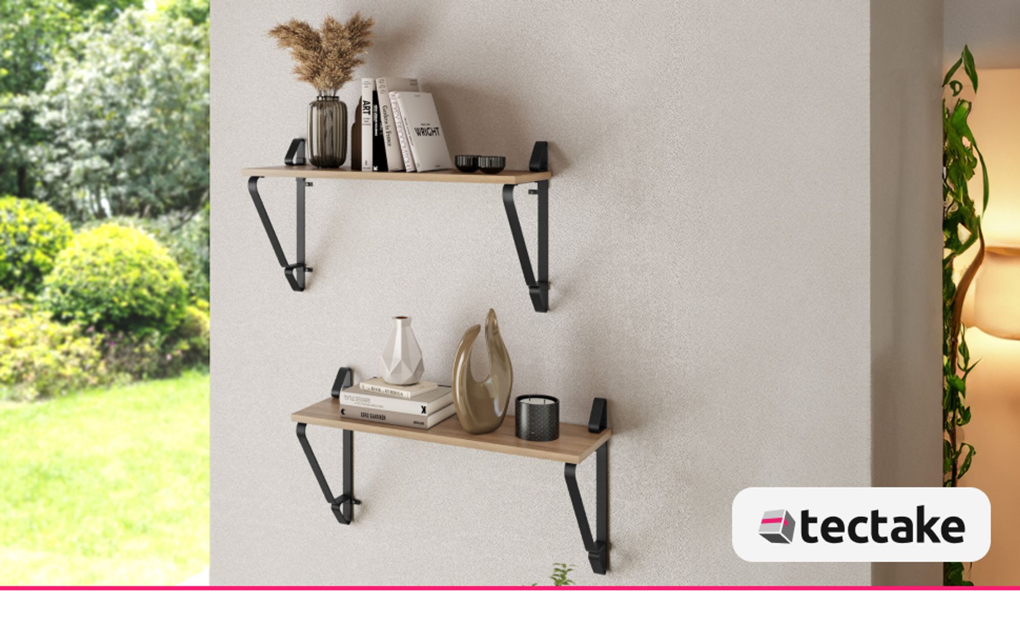 tectake® 2er Set Wandregal Irvine 60 x 20 x 33,5 cm