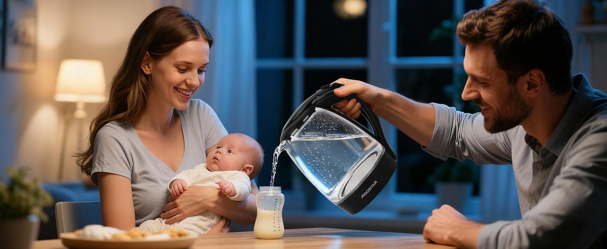 Aigostar 1,7L Wasserkocher Glas, Glaswasserkocher mit LED, 2200W, Wasserkocher Schwarz