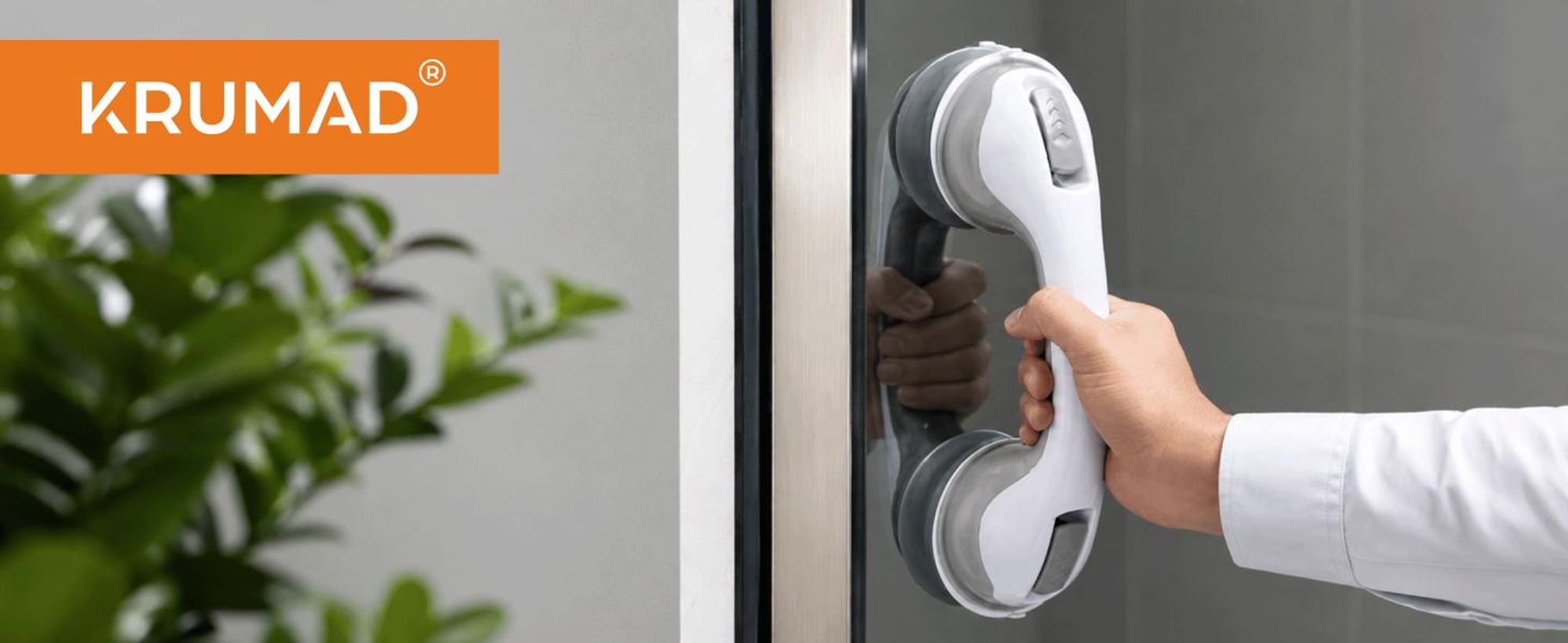 KRUMAD Haltegriffe für Senioren Badezimmer, Duschgriff ohne Bohren, Aufstehhilfe für Dusche und Badewanne, Sicherheitsgriff Wandhalterung