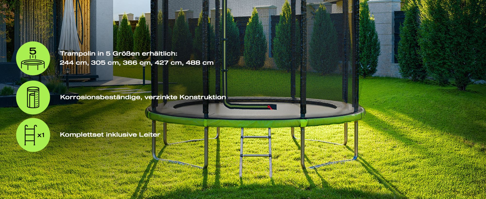 Trampolin Outdoor Gartentrampolin 244cm 8FT Hop-Sport