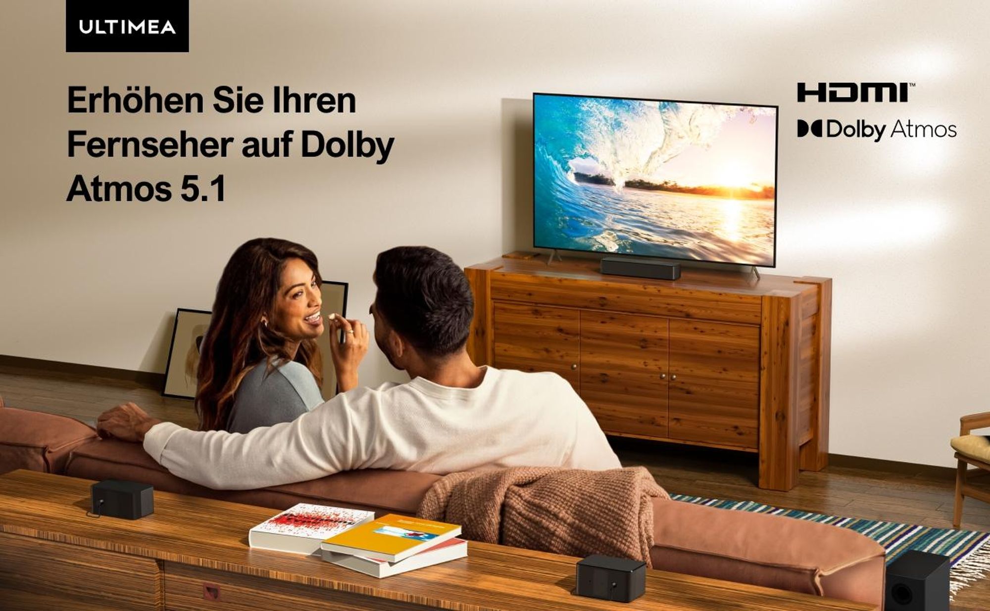ULTIMEA 5.1 Dolby Atmos Soundbar, 3D Surround Sound System Soundbar für TV Geräte, TV Lautsprecher für Heimkino mit einstellbarem Bass