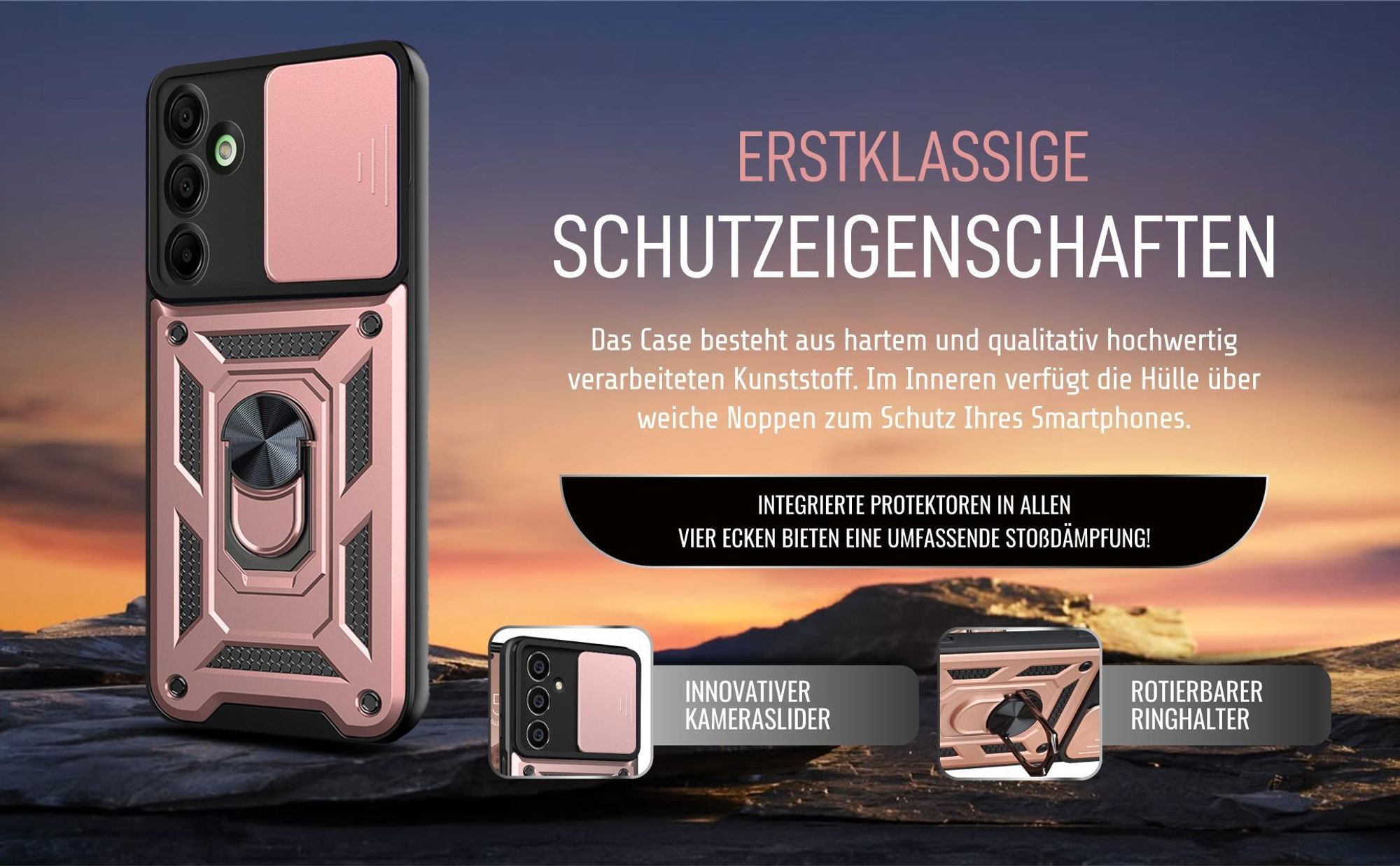 Handycase in Rosegold für Samsung Galaxy A16 / A16 5G mit Ringhalter