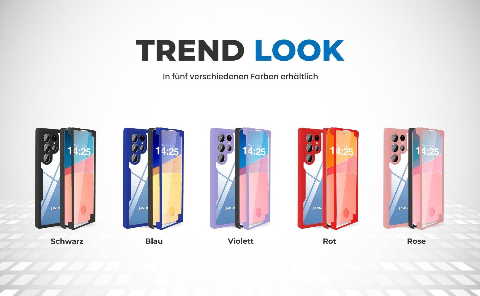 360 Grad Cover Front Back für Samsung Galaxy S22 Ultra in verschiedenen Farben