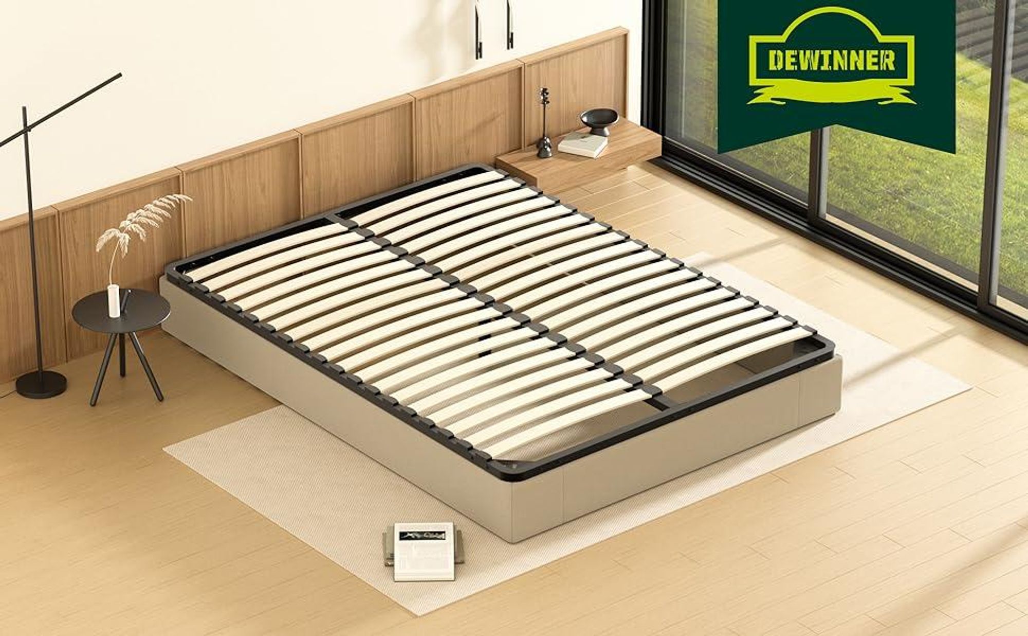 DEWINNER Sommier 140x190cm, Sommiers à Lattes pour Adulte - Cadre de Lit 140x190 avec Sommier, 2x18 Lattes, Résistant et Confortable