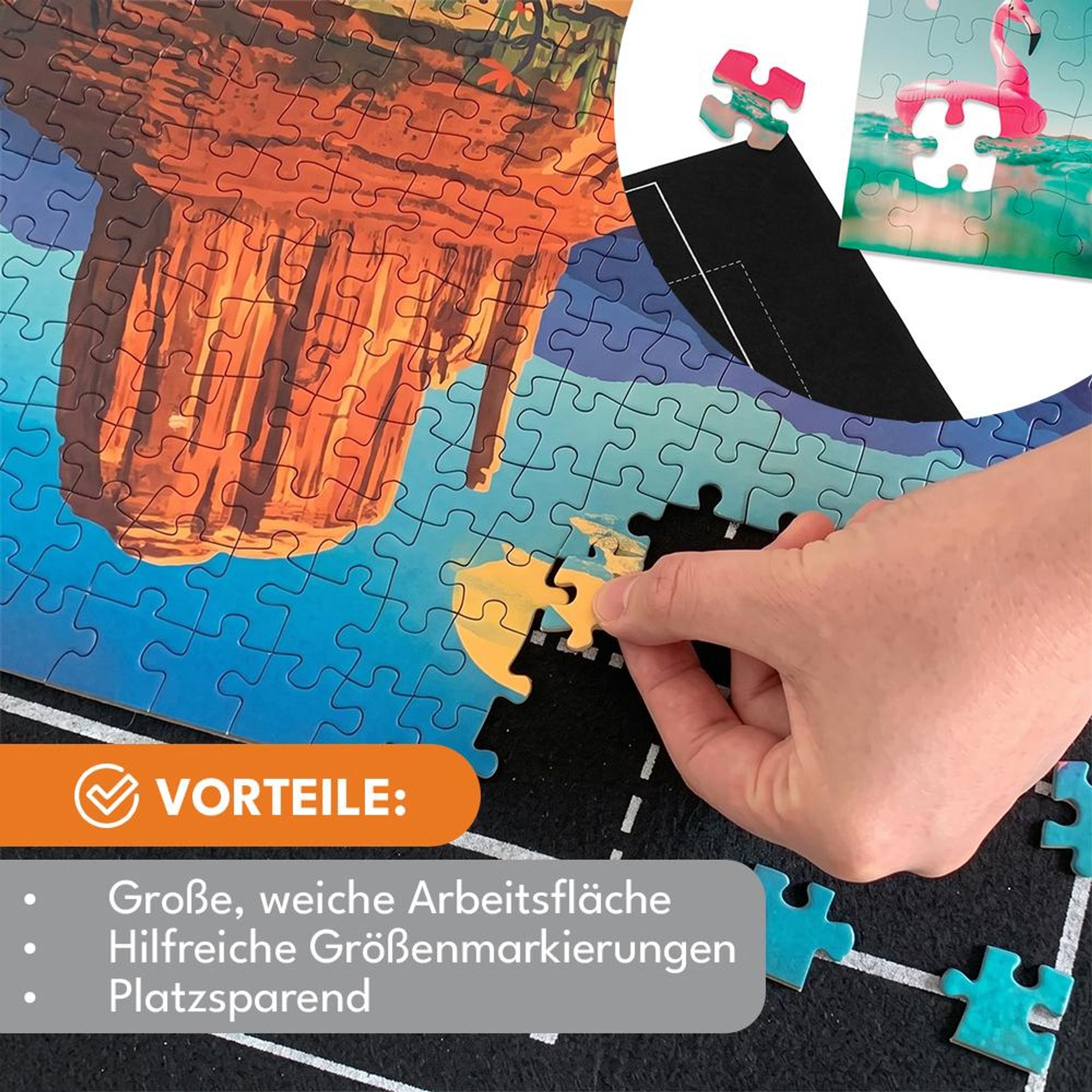 KRUMAD Puzzleunterlage Rollmatte zum Aufbewahren, Puzzlebrett Weiche Filzmatte, Puzzle Matte Roll 1000 teile aus Filz, Puzzle Pad 66 cm x 117 cm