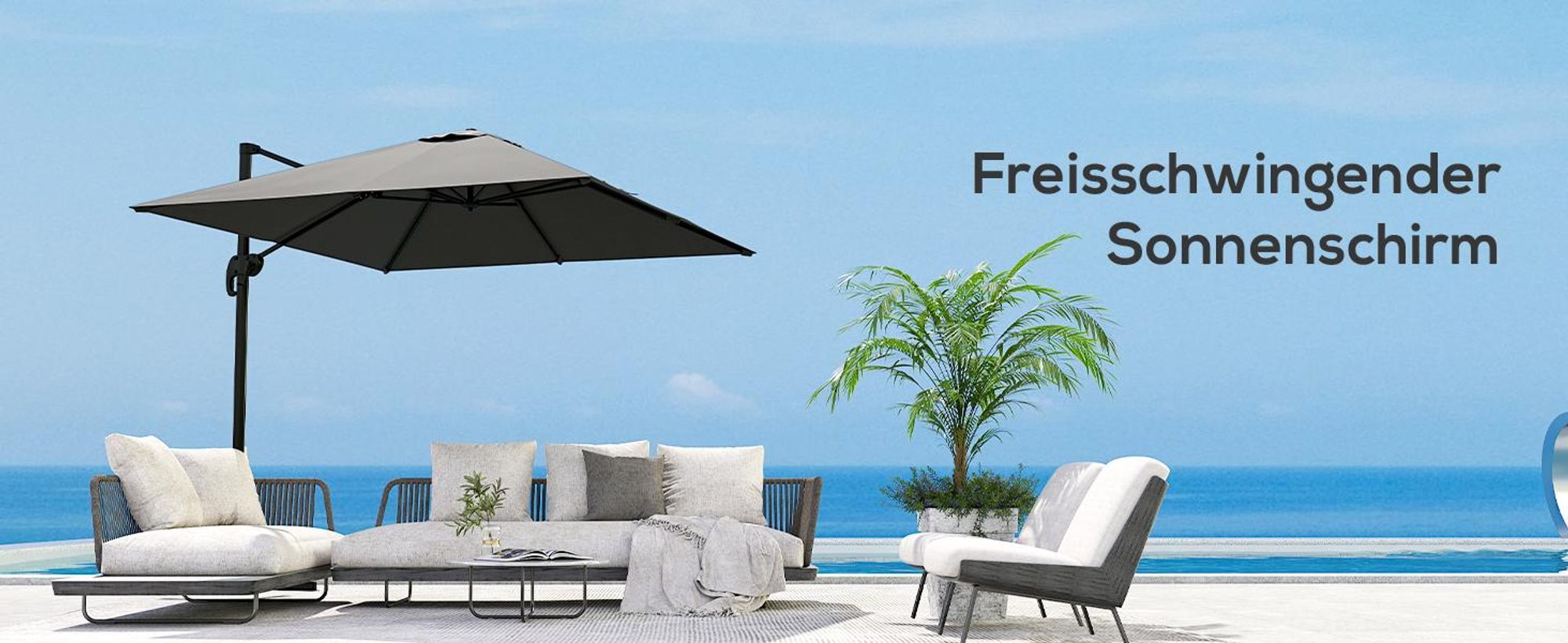 Outsunny Sonnenschirm 245x245 cm Ampelschirm neigbar Alu Grau
