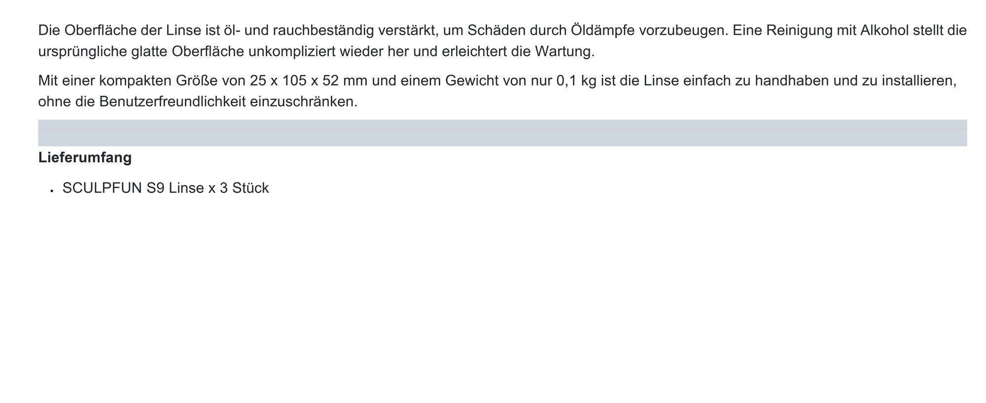 SCULP FUN- S9 Objektiv 3 Stück – Originallinse, verstarkte Oberflache, anti-Öl & anti-Rauch, hochtransparente Linse, inkl. 2 Acrylabdeckungen