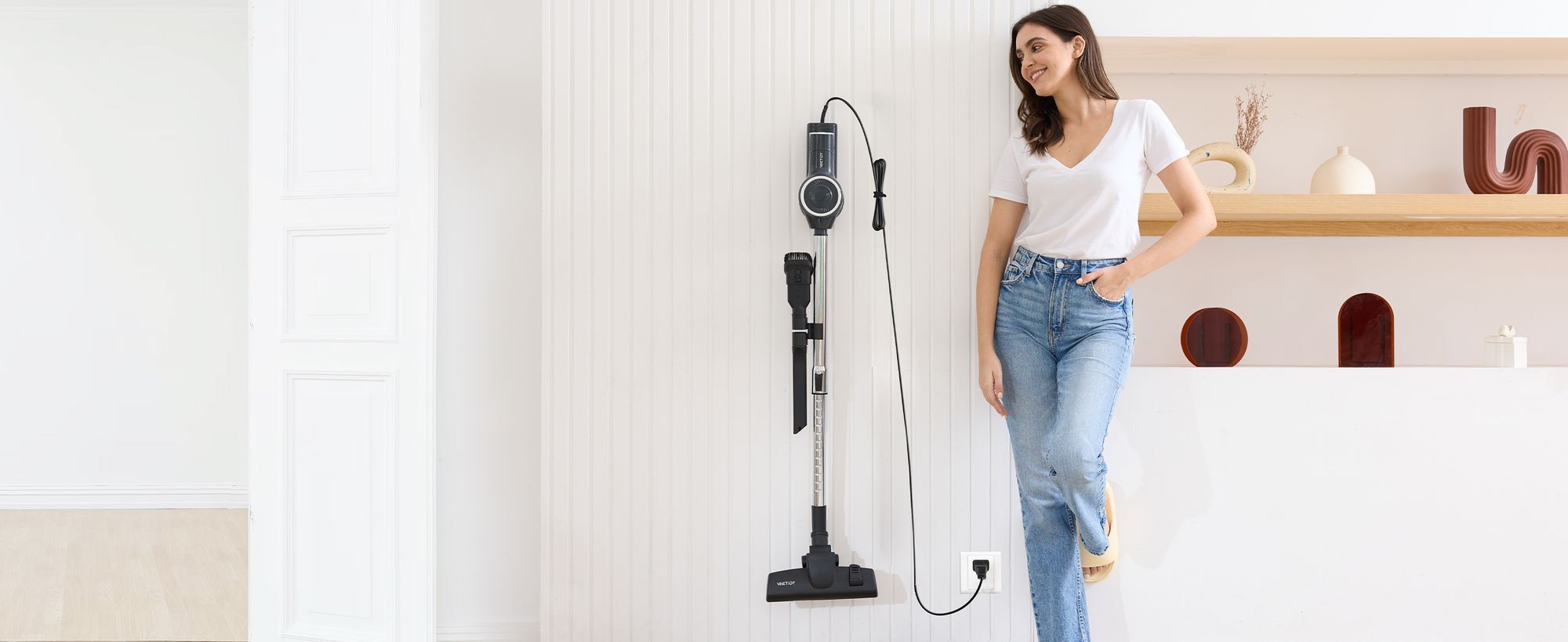 Vactidy C6 Odkurzacz z kablem, kabel 7m/1.7kg/30000Pa/600W, pojemnik na kurz 800ml Odkurzacz na kiju, opróżnianie jednym przyciskiem, odkurzacz ręczny