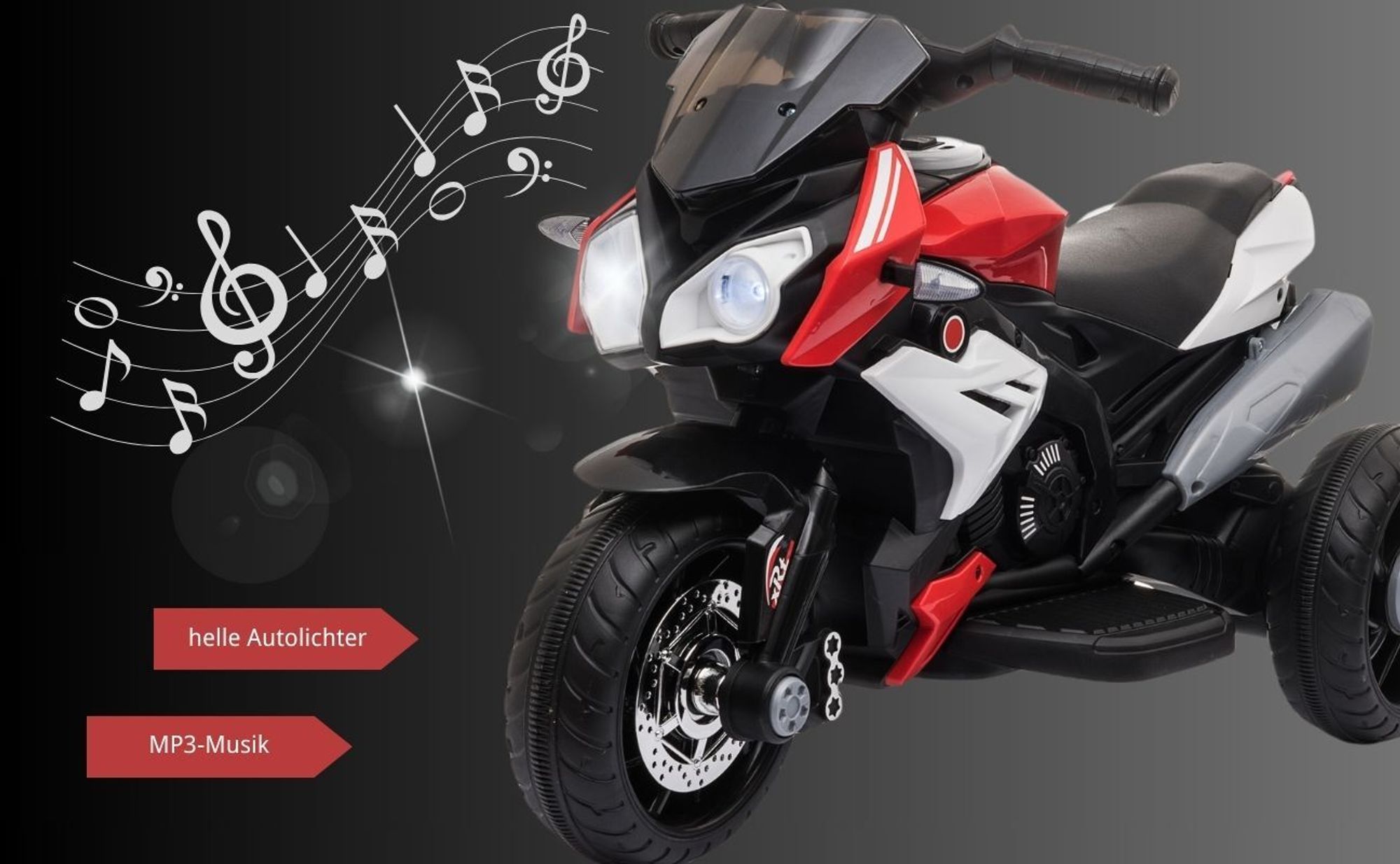 FCH 6V 7Ah Elektro Kindermotorrad Kinderfahrzeug Elektro-Dreirad 88 x 42 x 53cm Rot