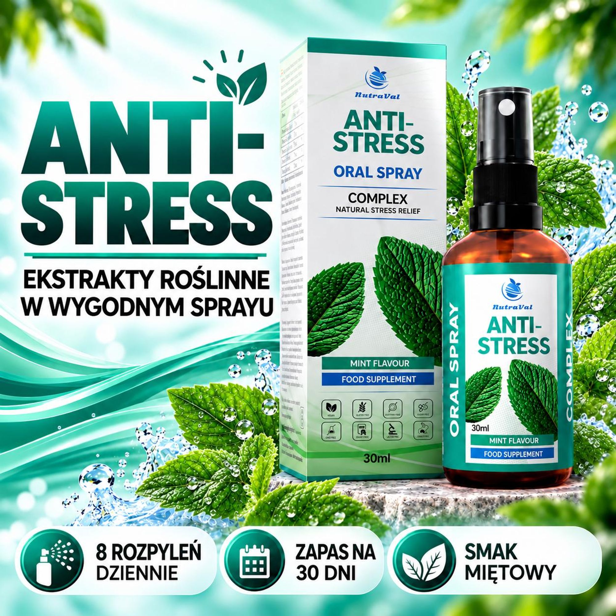 Stress spray – Ashwagandha, różeniec górski, Reishi i Schisandra – Obniżenie kortyzolu & Odporność na stres – wegański – 30 ml - BEST BEFORE 10/2026