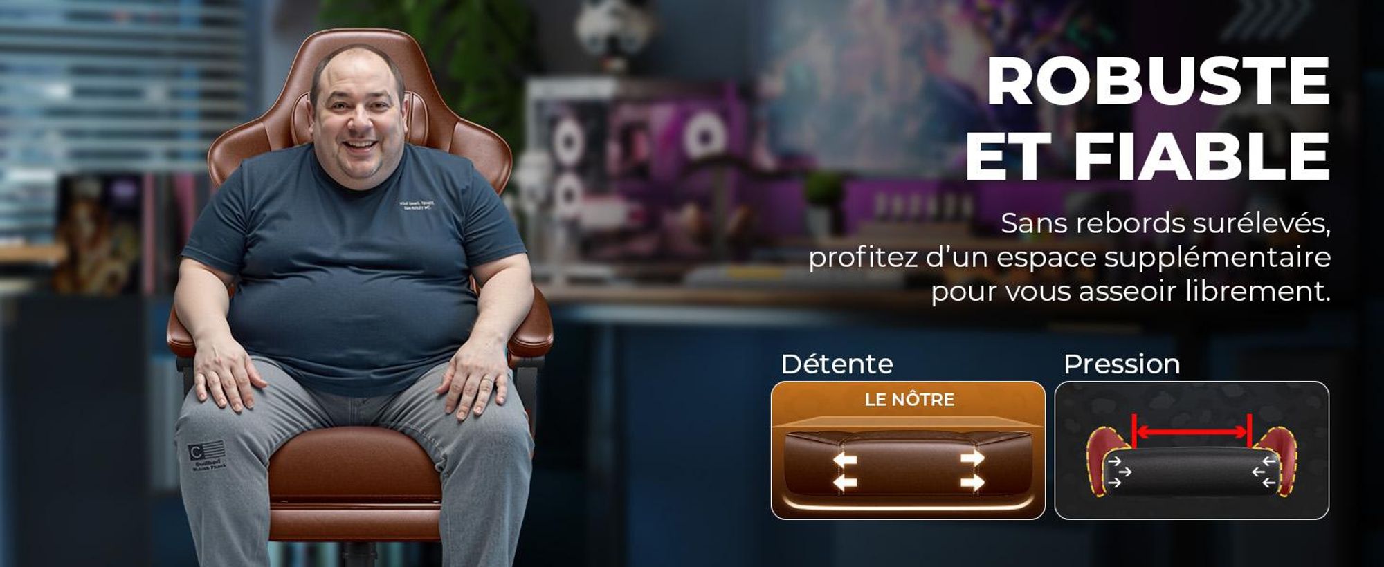 Fauteuil gaming GTPLAYER, fauteuil de bureau, fauteuil PC ergonomique, fauteuil pivotant réglable en hauteur, accoudoirs avec mécanisme synchrone, coussin lombaire, appui-tête