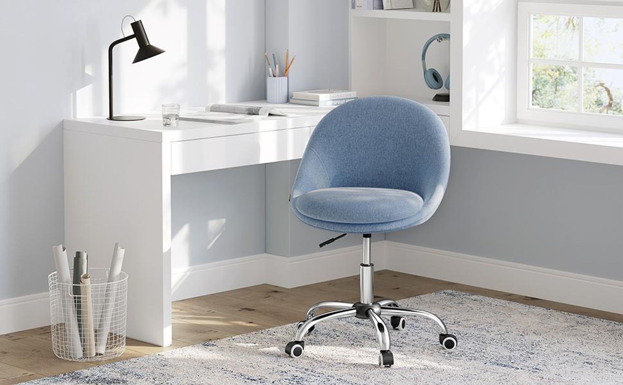 SONGMICS Homeoffice Stuhl, Drehstuhl, Schreibtischstuhl, blau