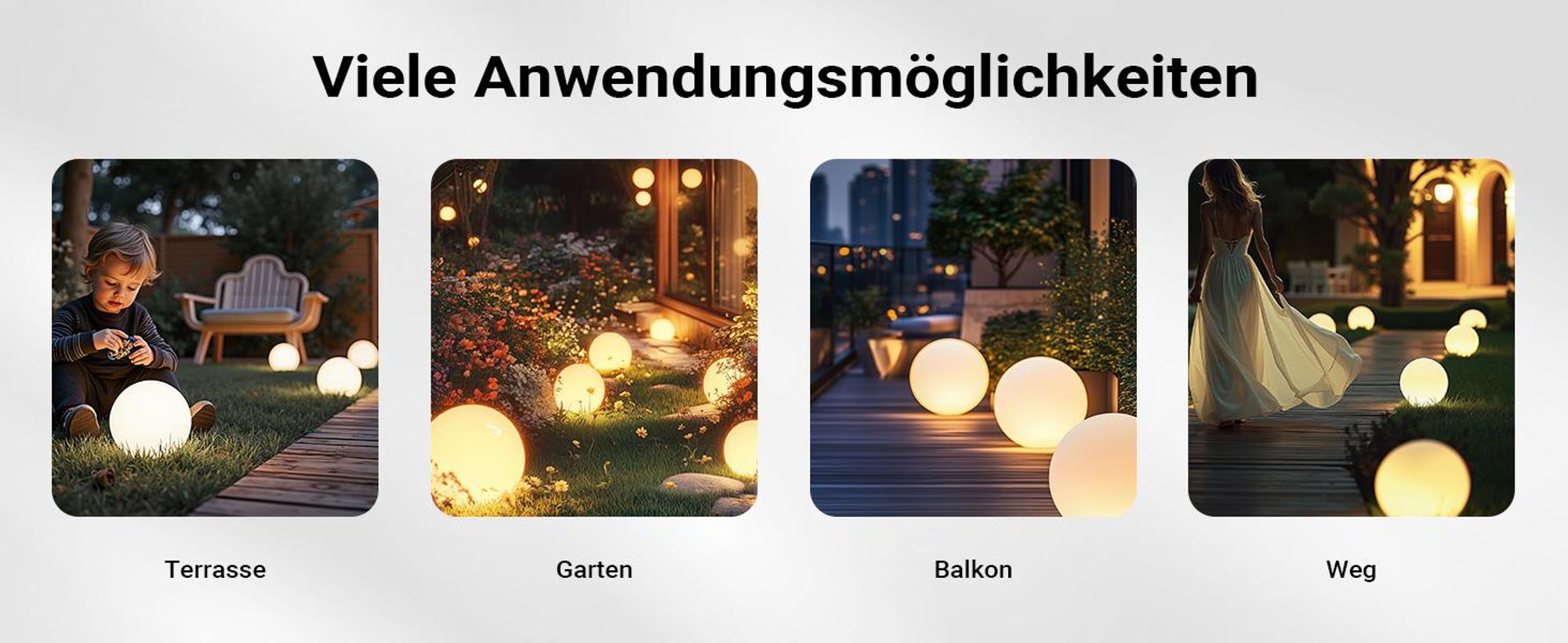 Wiltec Kugelleuchte Ø 30 cm mit Erdspieß, Gartenleuchte 40 W mit Kugellampe, Gartenbeleuchtung mit E-27 Fassung, IP44 Außenbeleuchtung Garten