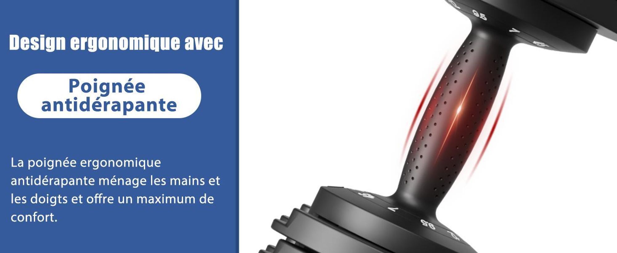 DH FitLife Haltères réglables - Lot de 2, poids variable de 2 à 12 kg, 5 niveaux de poids - Disques inclus - Ajustables et compacts