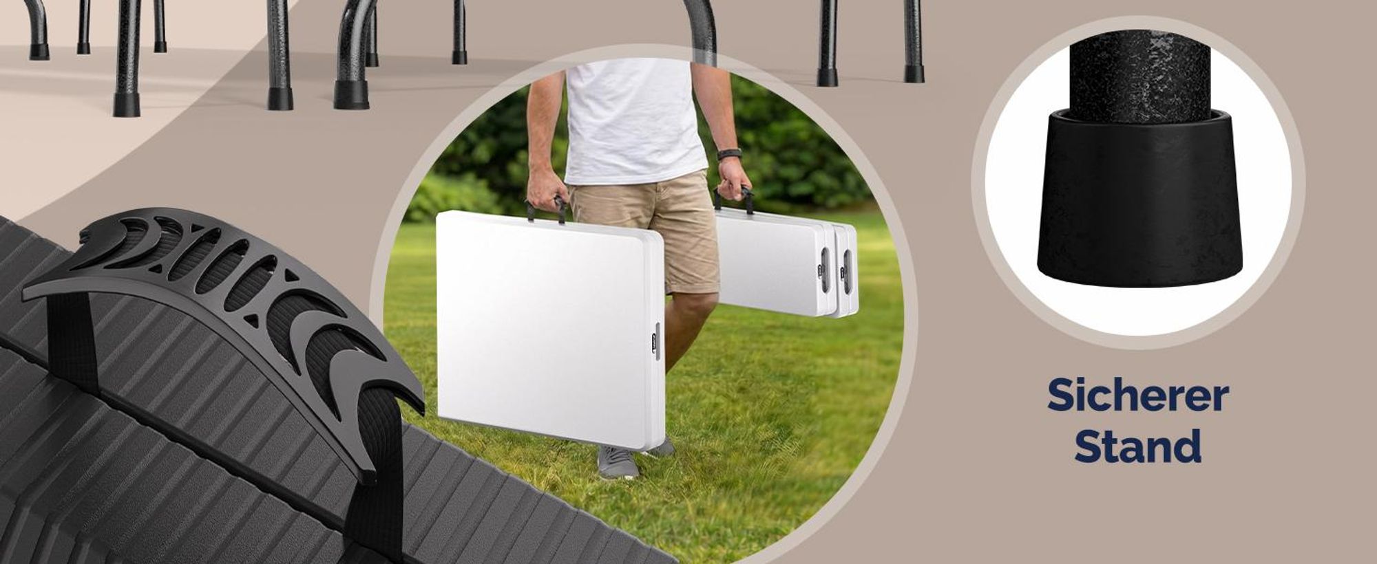 CASARIA Bierzeltgarnitur 180 cm 3-teilig für 8 Personen