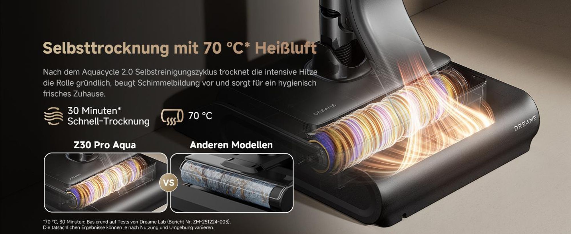 Dreame Z30 Pro Aqua, 2-in-1-Stabstaubsauger, Beutellos, Schwarz, 0,6 l, 0,4 l, 0,32 l
