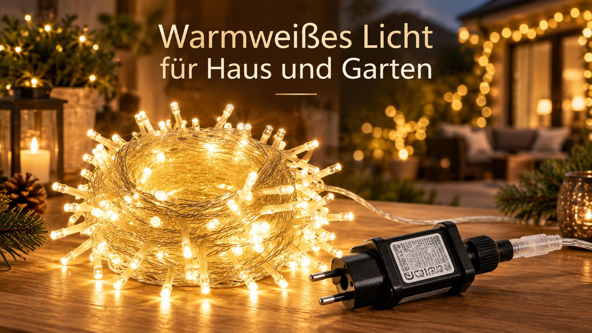 30M 300LEDs 8 Modi Lichterkette Strom, Timer, Merkfunktion, LED Weihnachten Lichterkette Party Deko Licht Weihnachtsbaum Garten Beleuchtung, Warmweiß