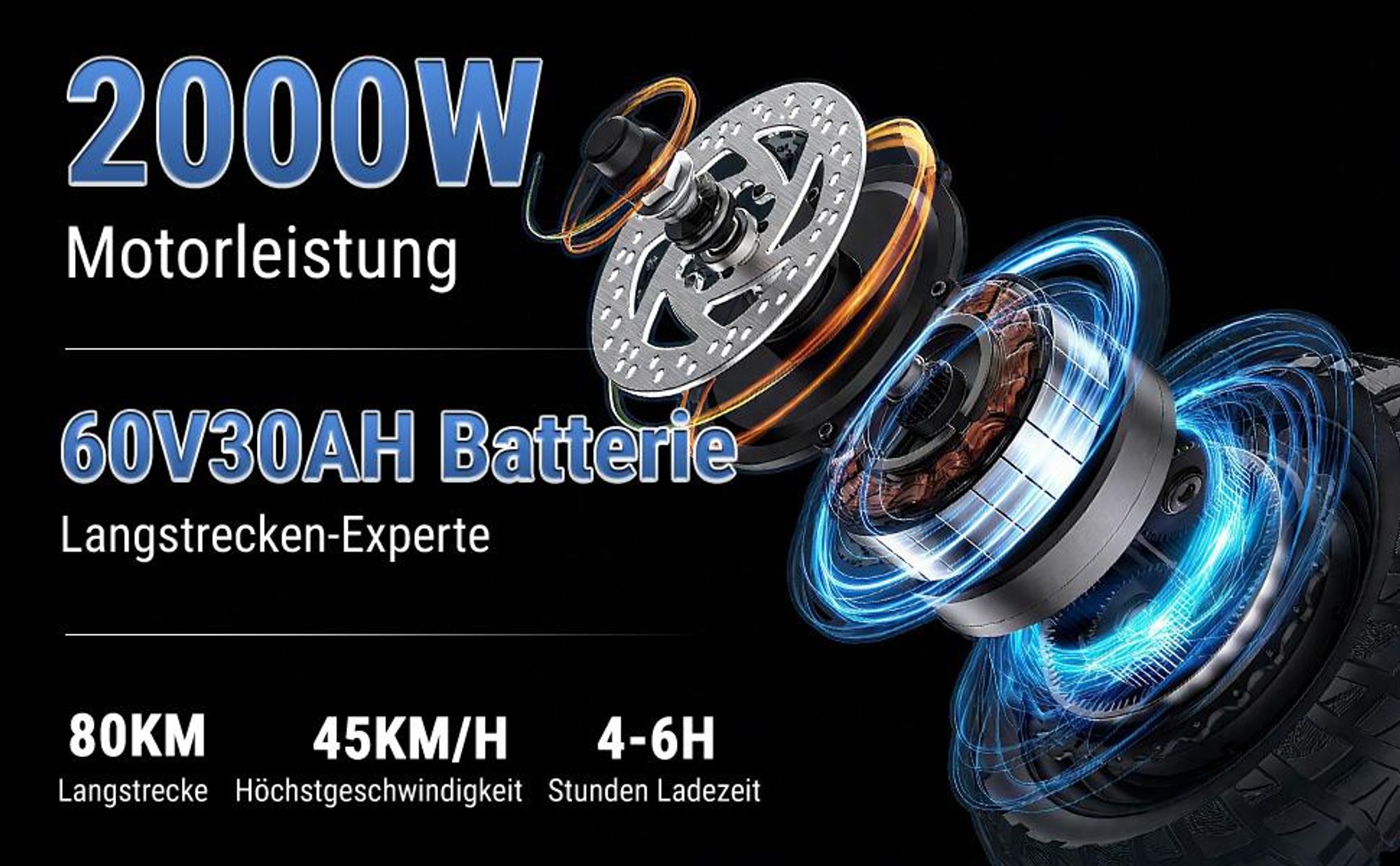 M1P E-Chopper Elektro-Kleinkraftrad 45 km/h, 2000W, 60V 30Ah Lithium-Akku, 80 km Reichweite, Hydraulikbremsen, Federung, abnehmbarer Akku, 200 kg