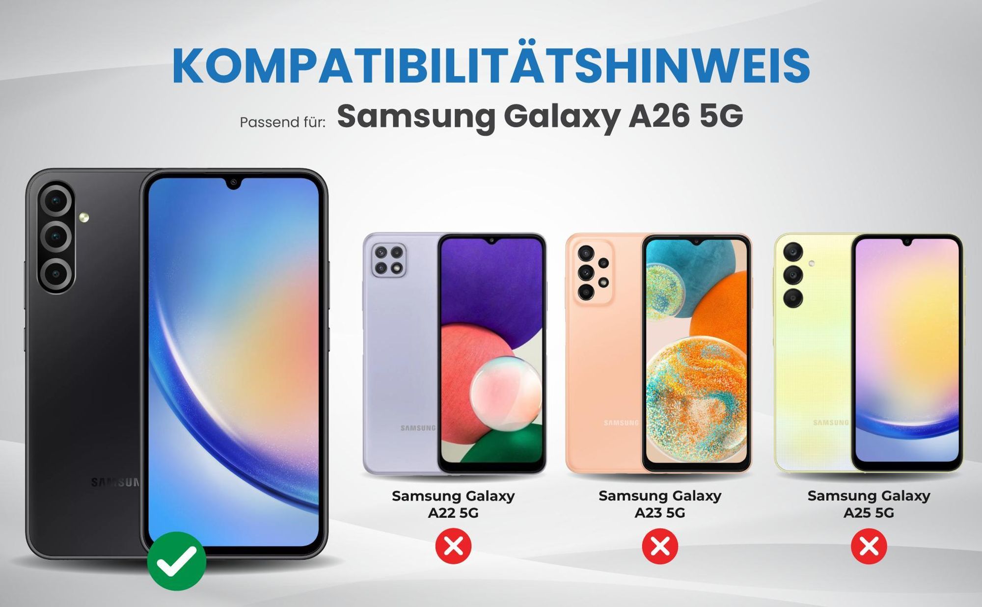 Kompatibilitätshinweise Hülle für Samsung Galaxy A26 5G